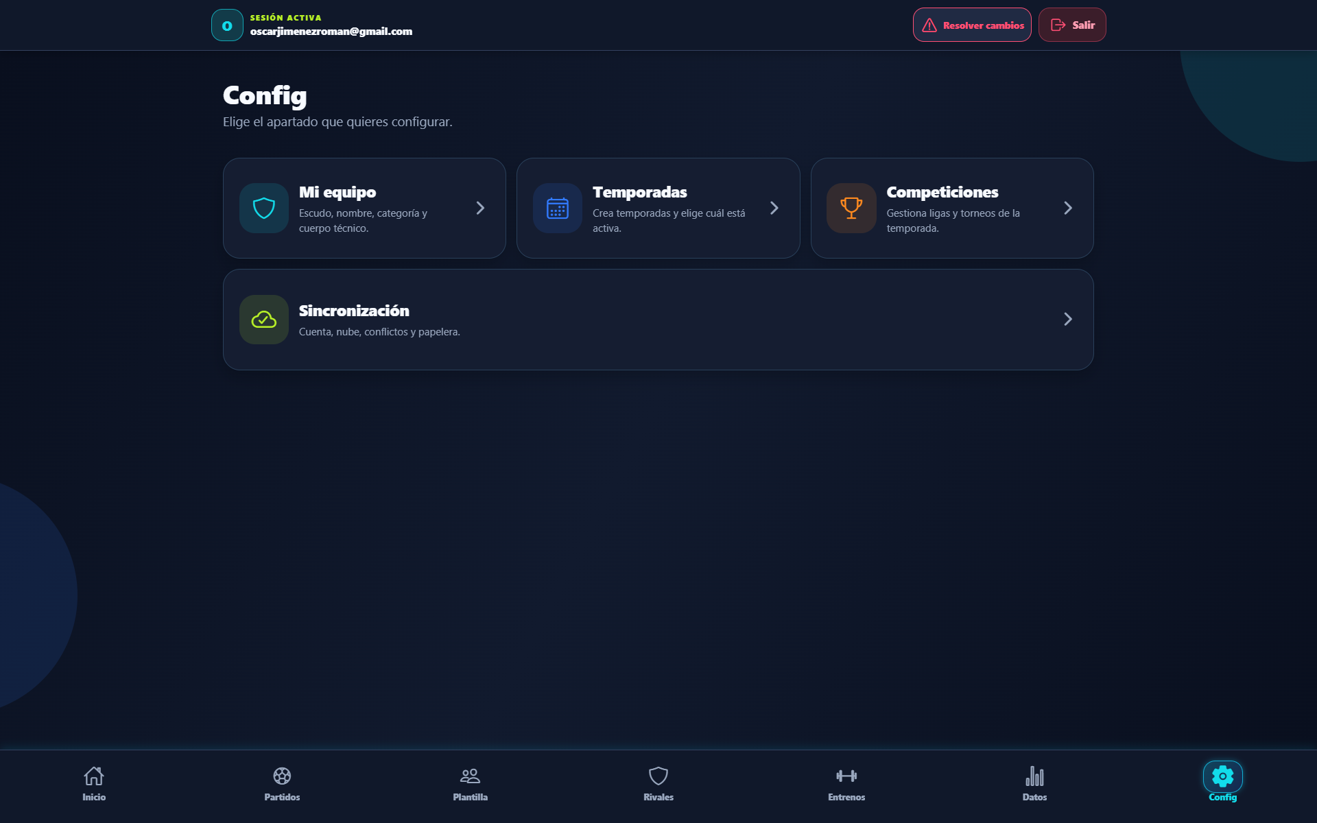 Panel real de configuración de Mi11Pro